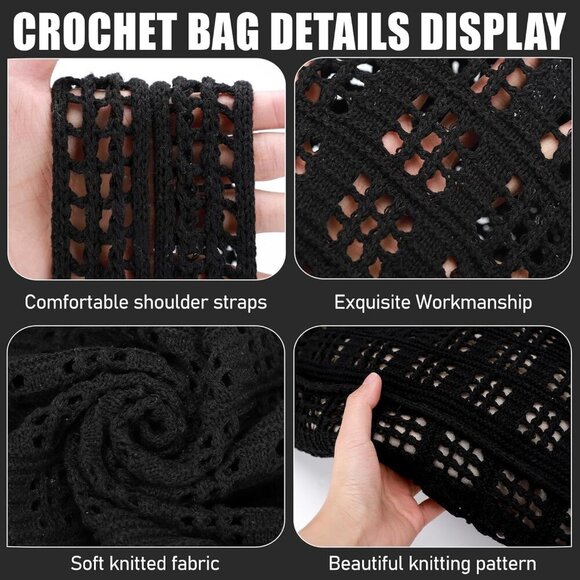 Crochet Beach Tote Bag Large Capacity Womens Summer Handbag Casual - Picture 6 of 6